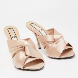 N21 Beige Satin Ronny Pleated Mules Size 38