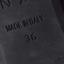 Pre Owned N21  Navy Blue Satin Knot Flat Slides Size 36