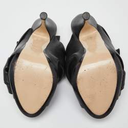 N°21 Black Leather Raso Knot Mules Size 38