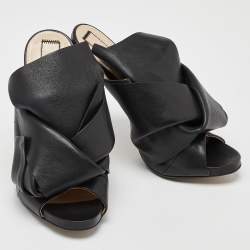 N°21 Black Leather Raso Knot Mules Size 38