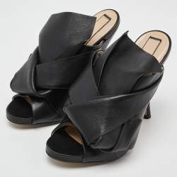 N°21 Black Leather Raso Knot Mules Size 38