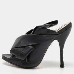 N°21 Black Leather Raso Knot Mules Size 38