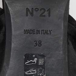 Nº21 Black Satin Raso Knot Peep Toe Flat Mules Size 38