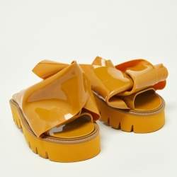 N21 x Kartell Mustard Knotted Jelly Platform Slides Size 40