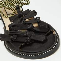 Nº21 Black Satin Ankle Tie Sandals Size 37