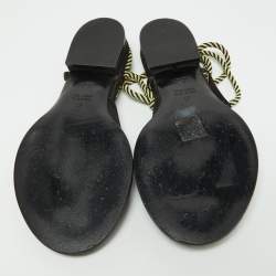 Nº21 Black Satin Ankle Tie Sandals Size 37