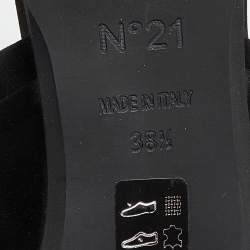 Pre Owned Nº21 Black Satin Raso Knot Flat Mules Size 38.5