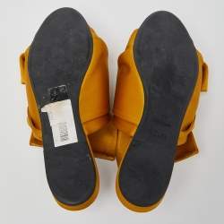 N°21 Mustard Satin Knot Flat Mules Size 37