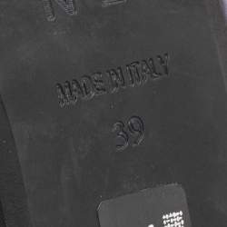 Pre Owned N21 Dark Blue Satin Knot Flat Mules Size 39