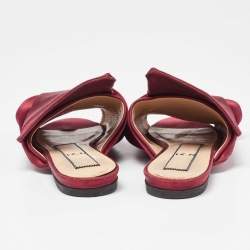 N21 Burgundy Knotted Satin Flat Slides Size 37