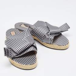  N°21 White/Black Fabric Knot  Slide Flats Size 41