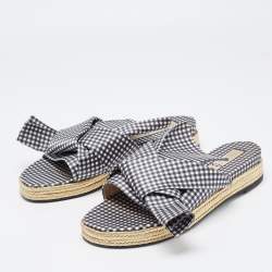  N°21 White/Black Fabric Knot  Slide Flats Size 41