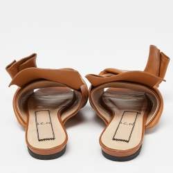 Nº21 Tan Knot Flat Slide Mules Size 36