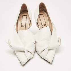 Pre Owned Nº21 White Leather Knot Pointed Toe Pumps Size 39