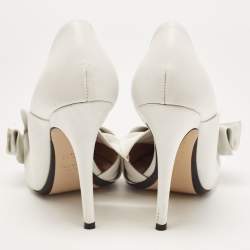 Pre Owned Nº21 White Leather Knot Pointed Toe Pumps Size 39