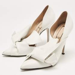 Pre Owned Nº21 White Leather Knot Pointed Toe Pumps Size 39