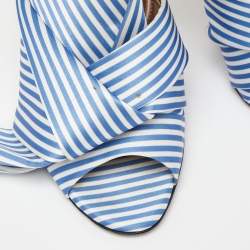 Pre Owned N21 Tricolor Striped Satin and Leather Knotted Ankle Strap Sandals Size 37.5 