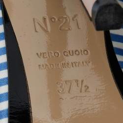 Pre Owned N21 Tricolor Striped Satin and Leather Knotted Ankle Strap Sandals Size 37.5 