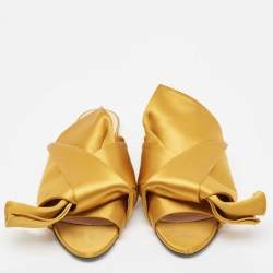 N21 Yellow Satin Raso Knot Flat Slides Sizes 37