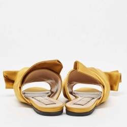 N21 Yellow Satin Raso Knot Flat Slides Sizes 37