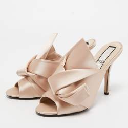 N°21 Beige Satin Raso Knot Mules Size 40