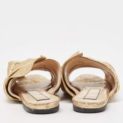 Pre Owned Nº21 Metallic Gold Foiled Leather Knot Open Toe Mules Size 39