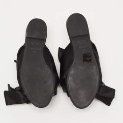 Nº21 Black Satin Knot Flat Slides Size 36