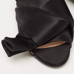 Nº21 Black Satin Knot Flat Slides Size 36