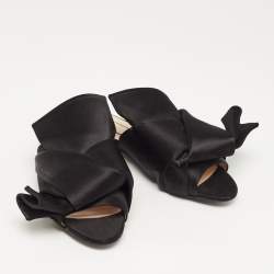 Nº21 Black Satin Knot Flat Slides Size 36