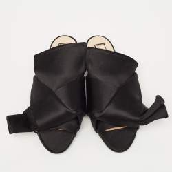 Nº21 Black Satin Knot Flat Slides Size 36