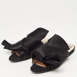Nº21 Black Satin Knot Flat Slides Size 36