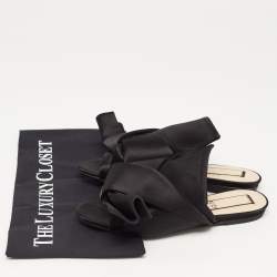 Nº21 Black Satin Knot Flat Slides Size 36