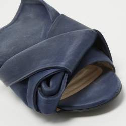 N21 Navy Blue Satin Knot Flat Mules Size 38.5