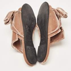 Pre Owned N21 Pale Brown Velvet Raso Knot Flat Slides Size 41