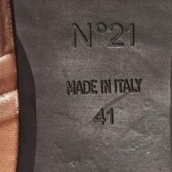 Pre Owned N21 Pale Brown Velvet Raso Knot Flat Slides Size 41