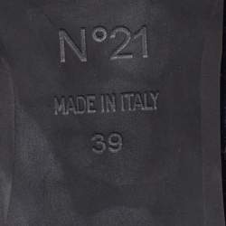 Pre Owned N21 Navy Blue Velvet Knotted Flat Mules Size 39