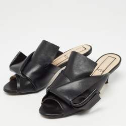 N21 Black Leather Knot Slide Sandals Size 37