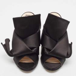 Pre Owned N21 Black Satin Knot Mules Size 37