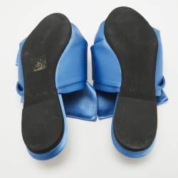 Nº21 Knotted Blue Satin Crystal Embellished Flat Slides Size 37