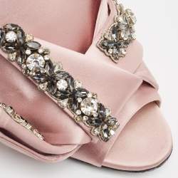 N21 Pink Satin Crystal Embellished Slide Sandals Size 39.5