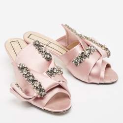 N21 Pink Satin Crystal Embellished Slide Sandals Size 39.5