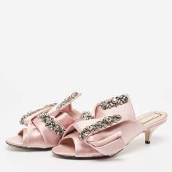 N21 Pink Satin Crystal Embellished Slide Sandals Size 39.5