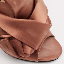 N21 Brown Satin Raso Knot Peep Toe Mules Size 39