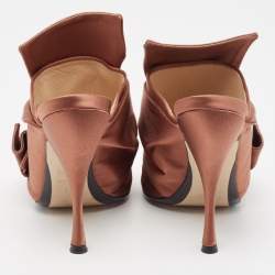 N21 Brown Satin Raso Knot Peep Toe Mules Size 39