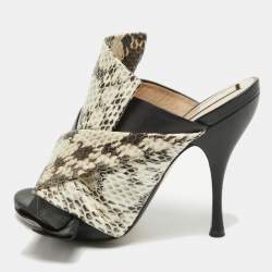 N21 Two Tone Leather and Embossed Snakeskin Raso Knot Mules Size 37