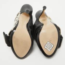 N21 Two Tone Leather and Embossed Snakeskin Raso Knot Mules Size 37