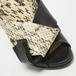 N21 Two Tone Leather and Embossed Snakeskin Raso Knot Mules Size 37