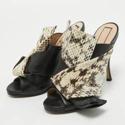 N21 Two Tone Leather and Embossed Snakeskin Raso Knot Mules Size 37