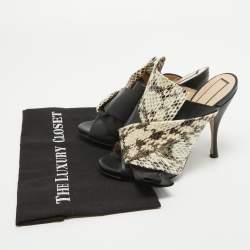 N21 Two Tone Leather and Embossed Snakeskin Raso Knot Mules Size 37