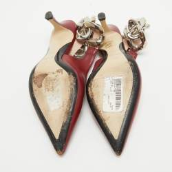 N21 Red Leather Slingback Pointed Toe Pumps Size 38